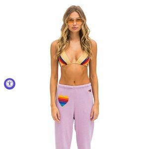 Aviator Nation Rainbow Heart Stitch Mauve Sweatpants. brand new!!! Never worn.
